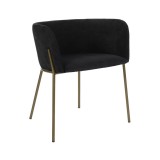 DINING CHAIR PLK BLACK VELVET GOLD LEG - CHAIRS, STOOLS